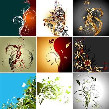 set of floral framesのイラスト素材