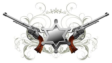 sheriff star with gunsのイラスト素材