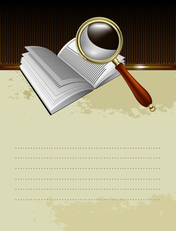 book with magnifying glass backgroundのイラスト素材