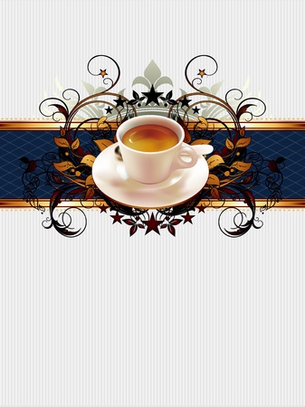 cup of coffee with ornate elementsのイラスト素材