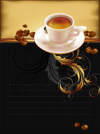 cup of coffee with ornate elementsのイラスト素材
