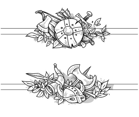 medieval drawing bannersのイラスト素材