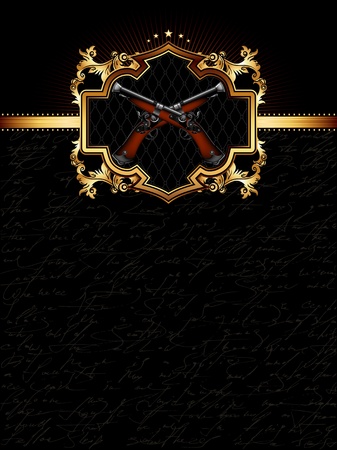 ornate golden frame with gunsのイラスト素材