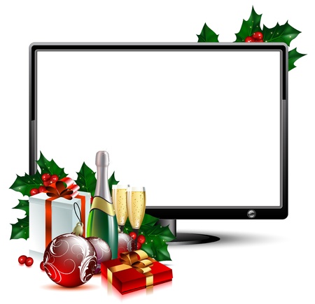 LCD panel with christmasのイラスト素材