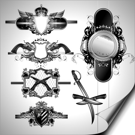 set of ornamental labelsのイラスト素材