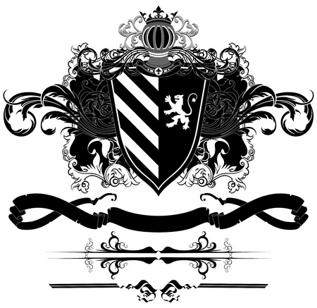 set of ornamental heraldic elementsのイラスト素材