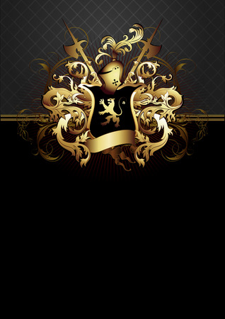 ornate frame with shieldのイラスト素材