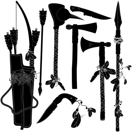 set of weapons American indianのイラスト素材