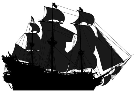 marine theme, silhouette sailboatのイラスト素材