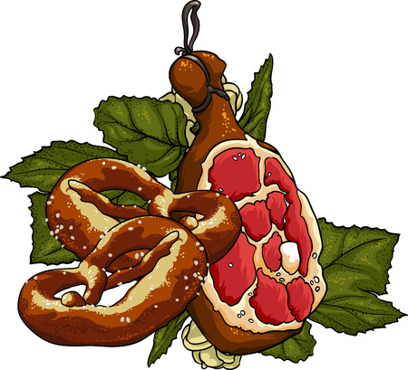 beer background with hamのイラスト素材