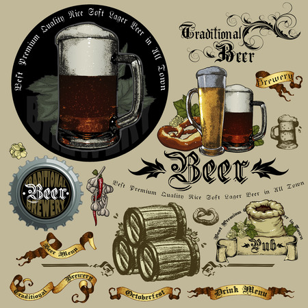 set if beer elementsのイラスト素材