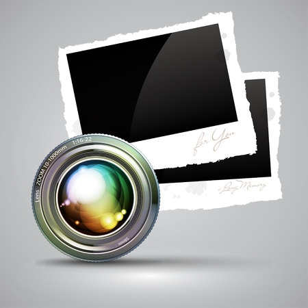 camera lens with photosのイラスト素材