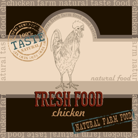 label design for a natural fresh chicken meatのイラスト素材