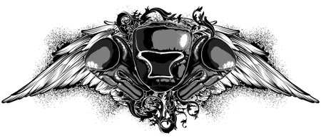 decorative art symbol with a boxing helmet and glovesのイラスト素材