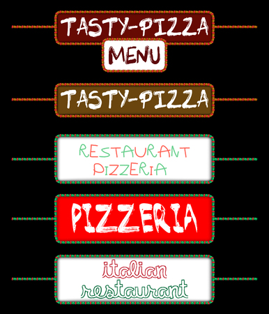 set of tags for Italian restaurants and pizzeriasのイラスト素材