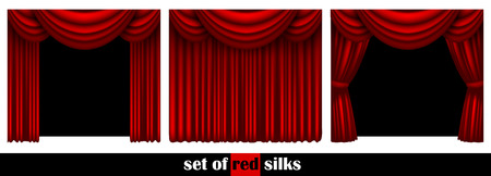 three theater curtain decorated in different waysのイラスト素材