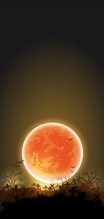 Halloween background with black night, a cemetery and a  moonのイラスト素材