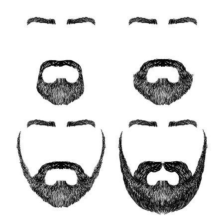 set of various shapes beard, mustache, eyebrowsのイラスト素材