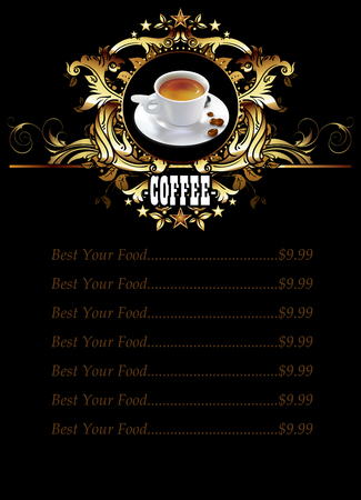 Cafe menu design illustrated a cup of coffeeのイラスト素材