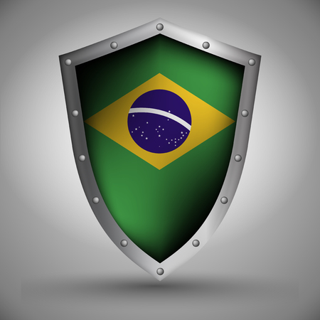 Shield with the image of the Brazilian flagのイラスト素材