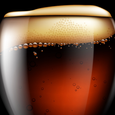 A glass of beer with foam and bubbles. Highly realistic illustration with the effect of transparency.のイラスト素材