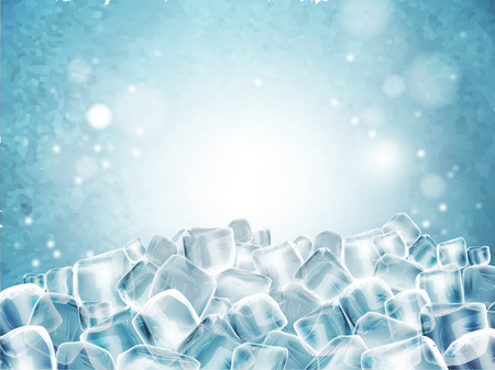Background with lots of cubes of transparent ice. Highly detailed realistic illustration.のイラスト素材