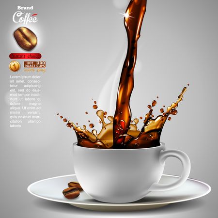 Design advertising coffee  and a light trickle steam. High detailed realistic illustrationのイラスト素材