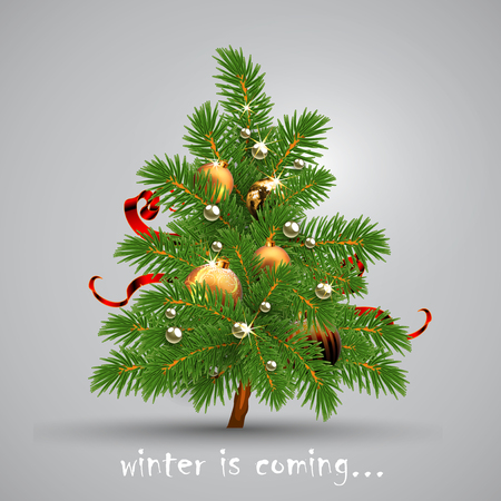 Winter is coming. Christmas tree. Highly realistic illustration.のイラスト素材