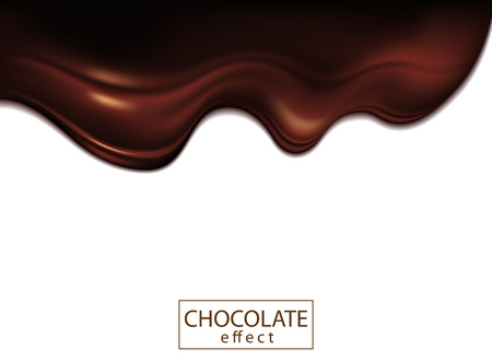 White background with a flow of chocolate flowing towards him.のイラスト素材