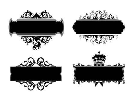 Four compositions in retro style with  vignettes. Highly realistic illustration.のイラスト素材