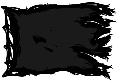 Black torn pirate flag waving in the wind. Freehand drawing.のイラスト素材