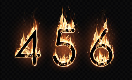Three different fiery figures on a dark background. Special effect of transparent smoke. Very realistic illustration.の写真素材