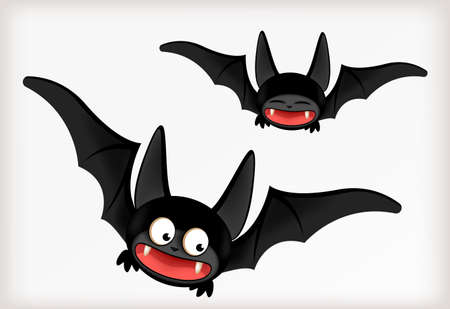 Halloween background with two bats. Hand drawing cartoon illustrationのイラスト素材
