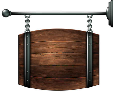 Wooden barrel for wine or other drinks, studded with iron rings on a white background. 3D vector. High detailed realistic illustration.のイラスト素材