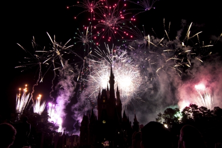 Fireworks over Cinderellas castle, Magic Kingdom, orlando, Floridaのeditorial素材