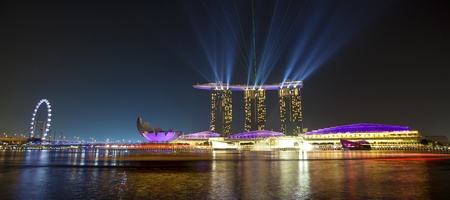 SINGAPORE  - APRIL 25  Wonder Full light show at Marina Bay Sands April 25, 2012, Singapore  Southeast Asia s largest light and water show のeditorial素材