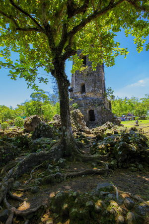 Cagsawa church ruins. Destroyed in 1814 by Mayon volcano.の写真素材