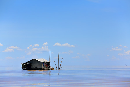 The floating village on Tonle Sap lakeのeditorial素材