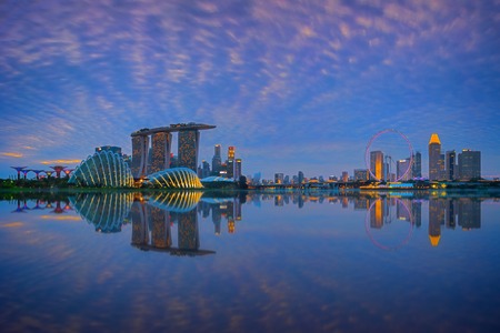 Singapore Skyline at sunsetのeditorial素材