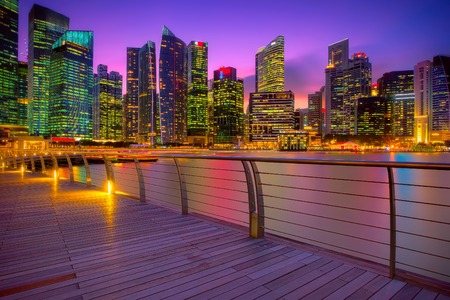 Singapore city skyline seen from the pierの写真素材