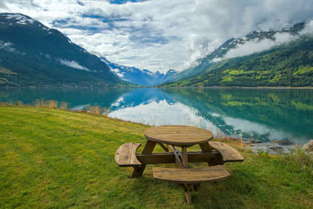 Summer landscape in Stryn Norwayの写真素材