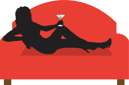 Relaxing on the sofa with a drink - vectorのイラスト素材