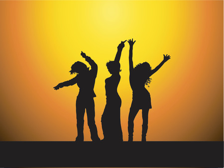 Sexy females dancing - vectorのイラスト素材