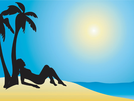 Female sunbathing - vectorのイラスト素材