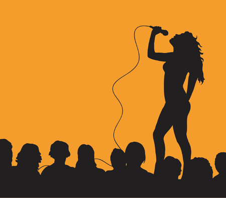 Female singer with audience - vectorのイラスト素材