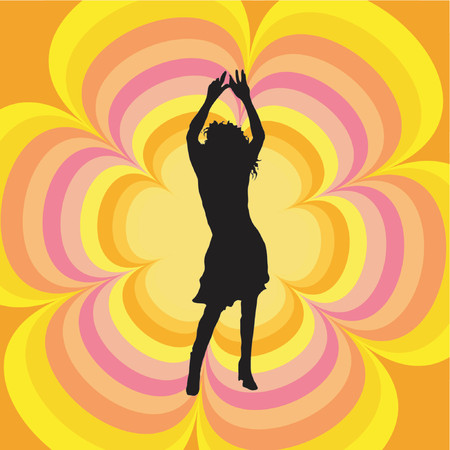 Sexy female dancing on retro background - vectorのイラスト素材