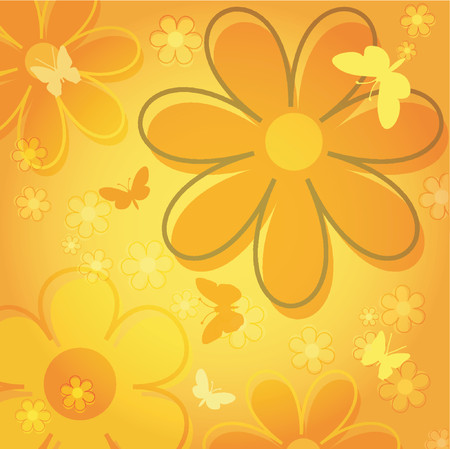 Flowers and butterflies - vectorのイラスト素材