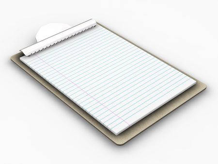 Clipboard with lined paper - 3D renderの写真素材