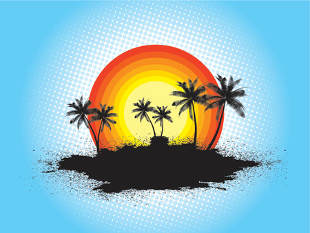 Grunge palm trees - vectorのイラスト素材