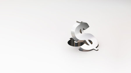 3D render of dollar sign concept on white backgroundの写真素材